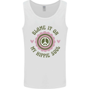 Blame It on My Hippy Soul 60s 70s Flower Power Mens Vest Tank Top White