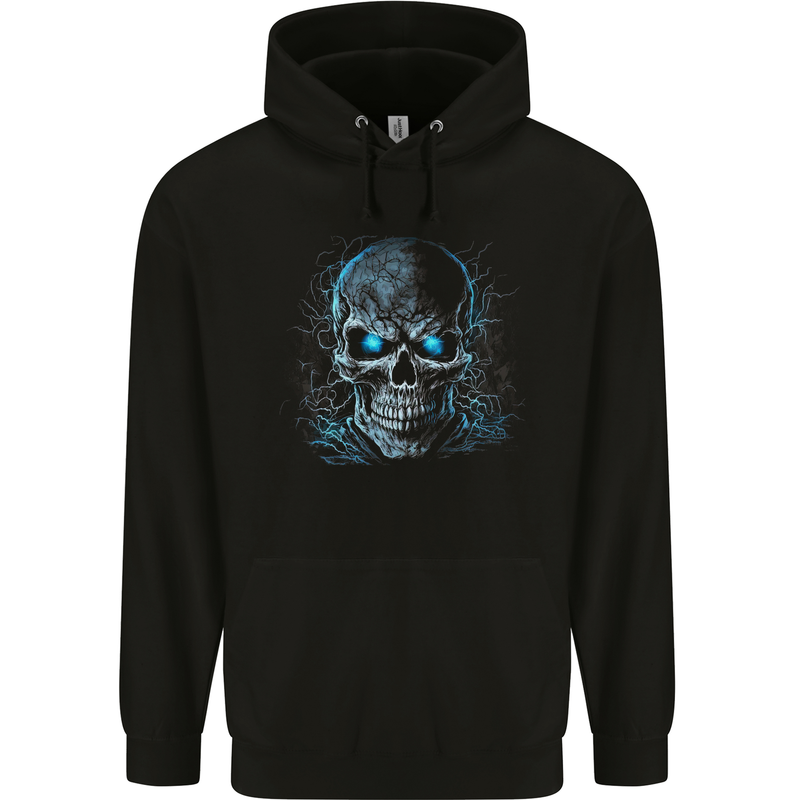 Blue Cosmic Skull Childrens Kids Hoodie Black