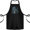 Blue Cosmic Skull Cotton Apron 100% Organic Black