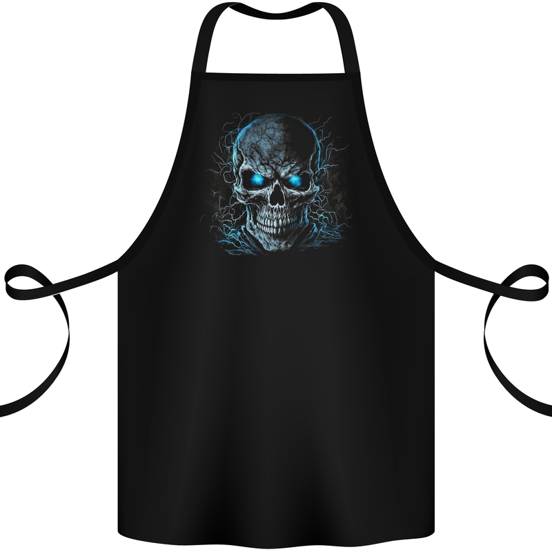 Blue Cosmic Skull Cotton Apron 100% Organic Black