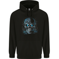 Blue Cosmic Skull Mens 80% Cotton Hoodie Black