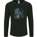 Blue Cosmic Skull Mens Long Sleeve T-Shirt Black