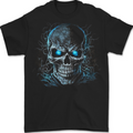 Blue Cosmic Skull Mens T-Shirt 100% Cotton BLACK