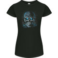 Blue Cosmic Skull Womens Petite Cut T-Shirt Black