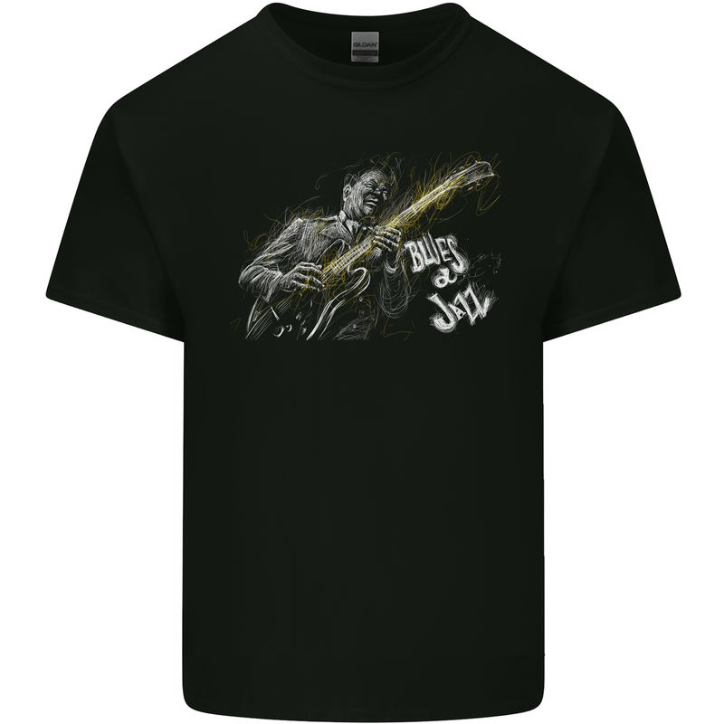 Blues n Jazz Guitar Player Mens Cotton T-Shirt Tee Top Black