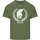 Bodybuilding Gym Training Sparta Helmet Mens Cotton T-Shirt Tee Top Military Green