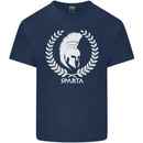 Bodybuilding Gym Training Sparta Helmet Mens Cotton T-Shirt Tee Top Navy Blue
