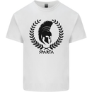 Bodybuilding Sparta Helmet Gym Training Mens Cotton T-Shirt Tee Top White