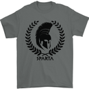 Bodybuilding Sparta Helmet Gym Training Mens T-Shirt 100% Cotton Charcoal