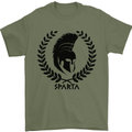 Bodybuilding Sparta Helmet Gym Training Mens T-Shirt 100% Cotton Military Green
