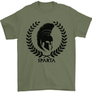 Bodybuilding Sparta Helmet Gym Training Mens T-Shirt 100% Cotton Military Green
