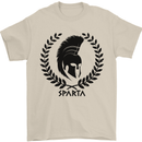 Bodybuilding Sparta Helmet Gym Training Mens T-Shirt 100% Cotton Sand