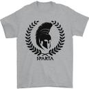 Bodybuilding Sparta Helmet Gym Training Mens T-Shirt 100% Cotton Sports Grey