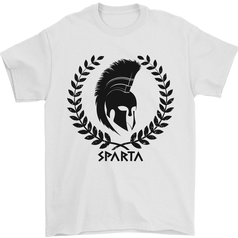 Bodybuilding Sparta Helmet Gym Training Mens T-Shirt 100% Cotton White
