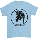 Bodybuilding Sparta Helmet Training Gym Mens T-Shirt 100% Cotton Light Blue