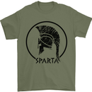Bodybuilding Sparta Helmet Training Gym Mens T-Shirt 100% Cotton Military Green