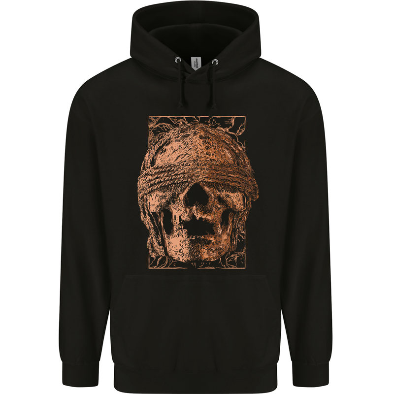 Bondage Skull Mens 80% Cotton Hoodie Black