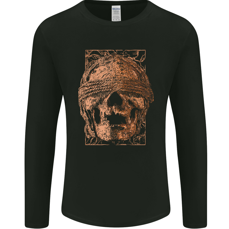 Bondage Skull Mens Long Sleeve T-Shirt Black