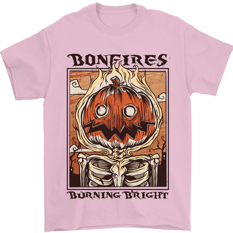 Bonfires Burning Halloween Guy Fawkes Night Mens T-Shirt 100% Cotton Light Pink