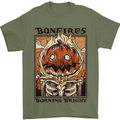 Bonfires Burning Halloween Guy Fawkes Night Mens T-Shirt 100% Cotton Military Green