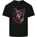 Border Collie Dog in Colour Mens Cotton T-Shirt Tee Top Black