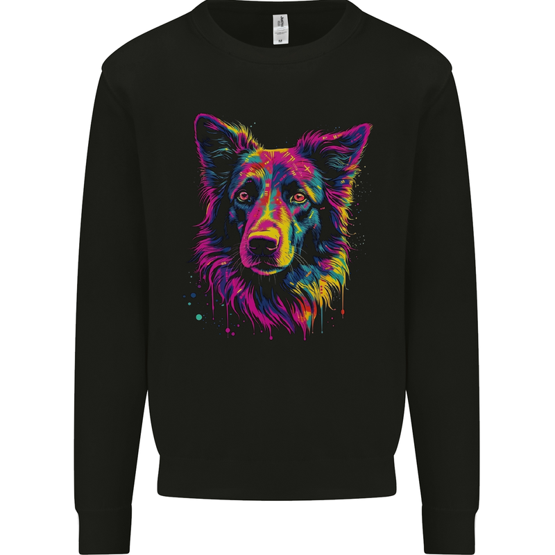 Border Collie Dog in Colour Mens Sweatshirt Jumper Black