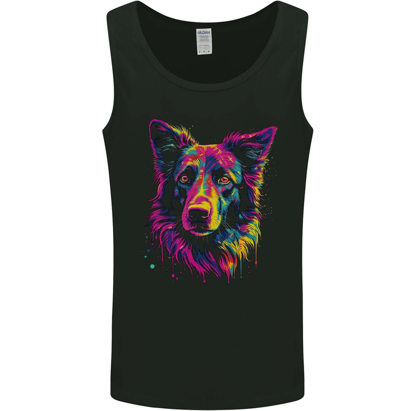 Border Collie Dog in Colour Mens Vest Tank Top Black