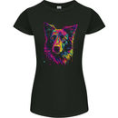 Border Collie Dog in Colour Womens Petite Cut T-Shirt Black
