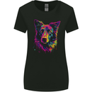 Border Collie Dog in Colour Womens Wider Cut T-Shirt Black