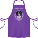 Border Collie Dog in a Frame Cotton Apron 100% Organic Purple