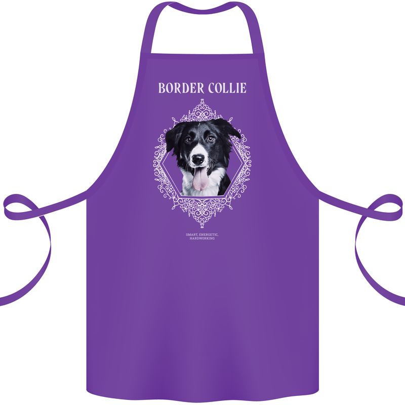 Border Collie Dog in a Frame Cotton Apron 100% Organic Purple
