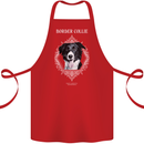 Border Collie Dog in a Frame Cotton Apron 100% Organic Red
