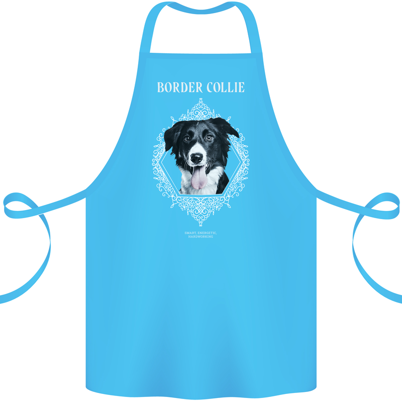 Border Collie Dog in a Frame Cotton Apron 100% Organic Turquoise