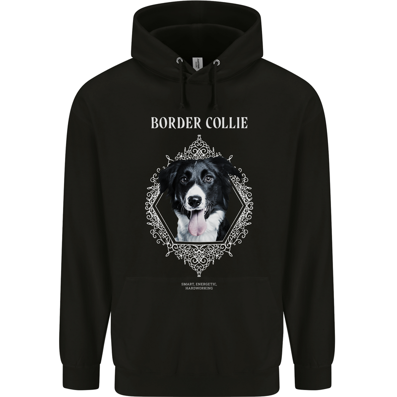 Border Collie Dog in a Frame Mens 80% Cotton Hoodie Black