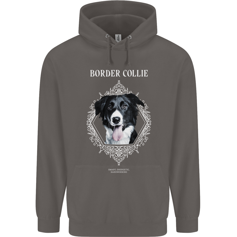 Border Collie Dog in a Frame Mens 80% Cotton Hoodie Charcoal