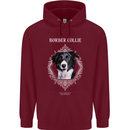Border Collie Dog in a Frame Mens 80% Cotton Hoodie Maroon