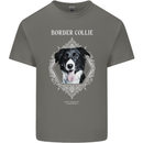 Border Collie Dog in a Frame Mens Cotton T-Shirt Tee Top Charcoal