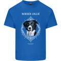 Border Collie Dog in a Frame Mens Cotton T-Shirt Tee Top Royal Blue