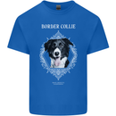 Border Collie Dog in a Frame Mens Cotton T-Shirt Tee Top Royal Blue
