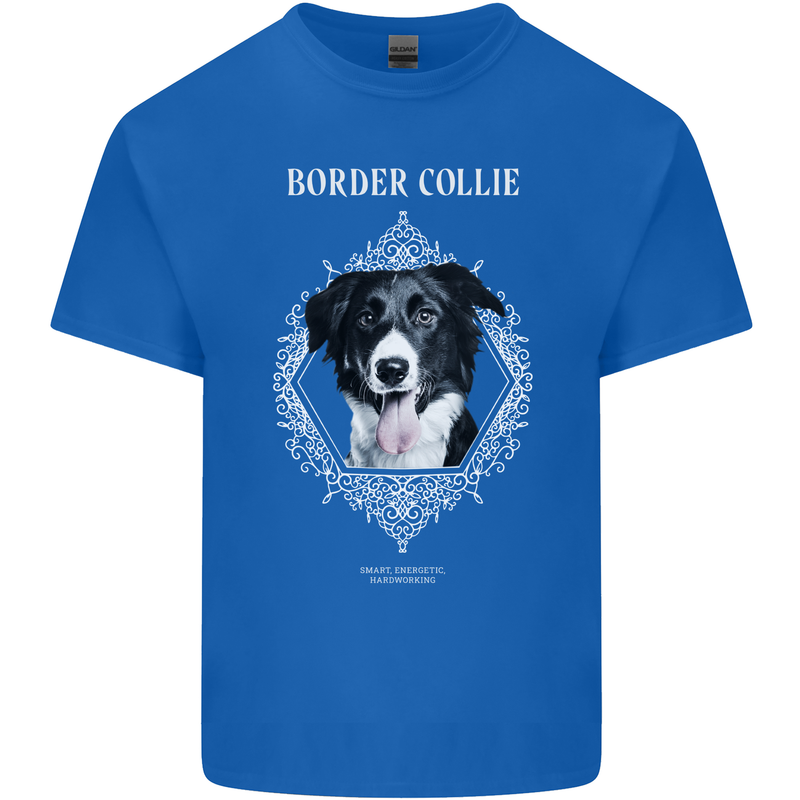 Border Collie Dog in a Frame Mens Cotton T-Shirt Tee Top Royal Blue