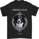 Border Collie Dog in a Frame Mens T-Shirt 100% Cotton Black
