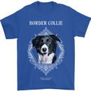 Border Collie Dog in a Frame Mens T-Shirt 100% Cotton Royal Blue