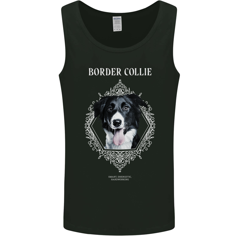 Border Collie Dog in a Frame Mens Vest Tank Top Black