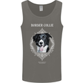Border Collie Dog in a Frame Mens Vest Tank Top Charcoal