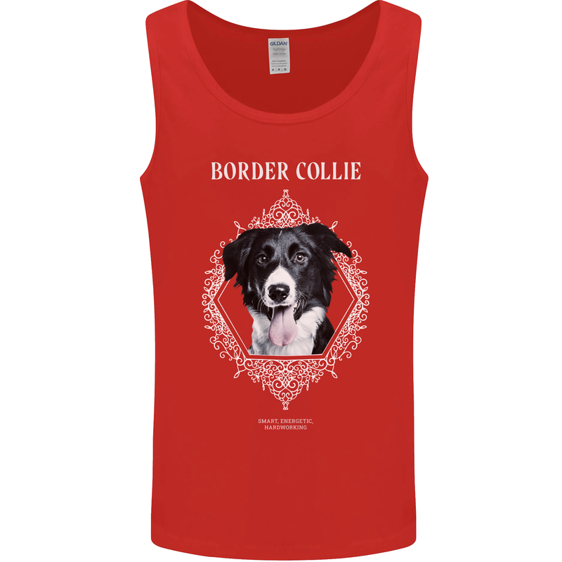 Border Collie Dog in a Frame Mens Vest Tank Top Red