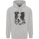 Border Collie Sketch Dog Mens 80% Cotton Hoodie Sports Grey