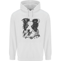 Border Collie Sketch Dog Mens 80% Cotton Hoodie White