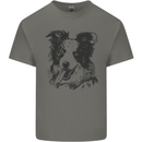 Border Collie Sketch Dog Mens Cotton T-Shirt Tee Top Charcoal