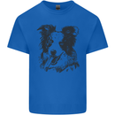 Border Collie Sketch Dog Mens Cotton T-Shirt Tee Top Royal Blue
