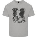 Border Collie Sketch Dog Mens Cotton T-Shirt Tee Top Sports Grey